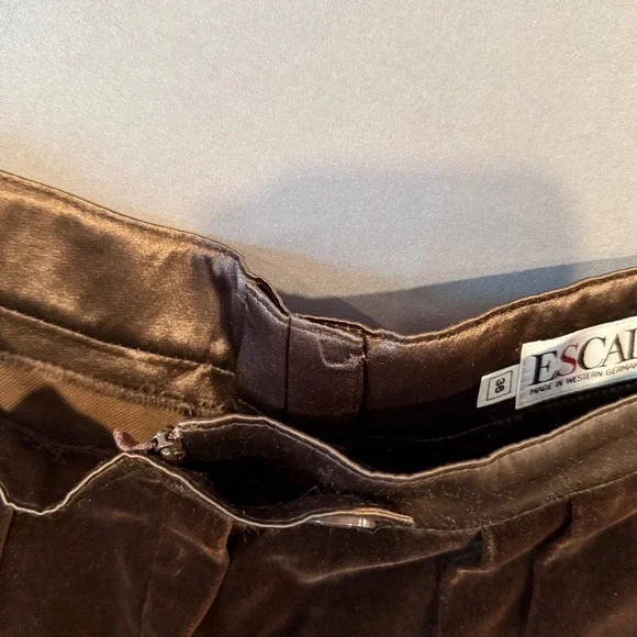 Vintage 1980s Escada by SRB Velvet Trousers Satin Trim (Made in Western Germany) - Picture 11 of 13